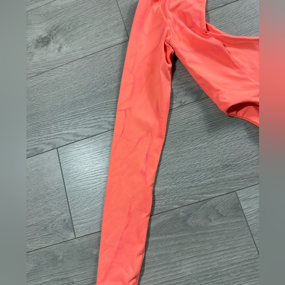 Oh polly High Cut Leg Orange Reflective Long Sleeve Bodysuit - Picture 10 of 13